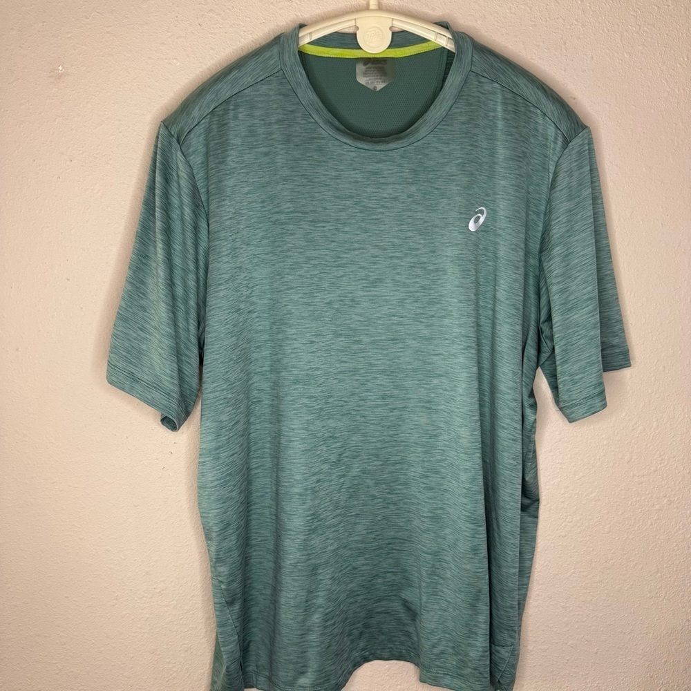 Asics Dorai Short Sleeve Tee Quick Dry Workout Shirt Heather Teal Men’s Size 2XL